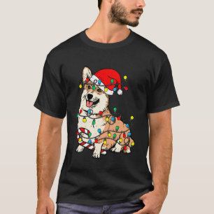 Corgi Dog Christmas Lights Pajama Santa Xmas Pet D T-Shirt
