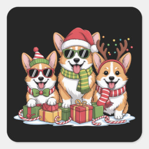 Corgi Dog Christmas Mum Dog Lover Holiday Gift Square Sticker