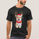 Corgi Dog Christmas Reindeer Santa Hat Xmas Light  T-Shirt<br><div class="desc">Corgi Dog Christmas Reindeer Santa Hat Xmas Light Pajama Tee</div>