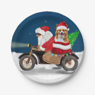 Corgi Dog Christmas Santa Claus Paper Plate