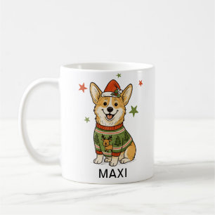 Corgi Dog Christmas Sweater Santa Hat Coffee Mug
