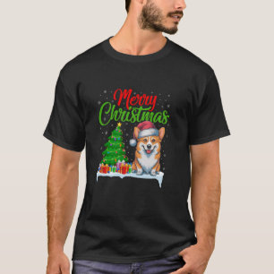 Corgi Dog Christmas Tree Lights Funny Xmas Corgi D T-Shirt