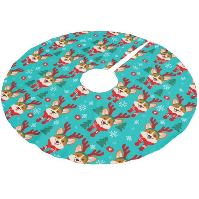 Corgi Dog Christmas Tree Skirt (Angled)