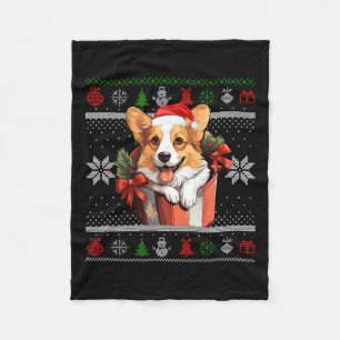 Corgi Dog Christmas Ugly Sweater Family Matching P Fleece Blanket