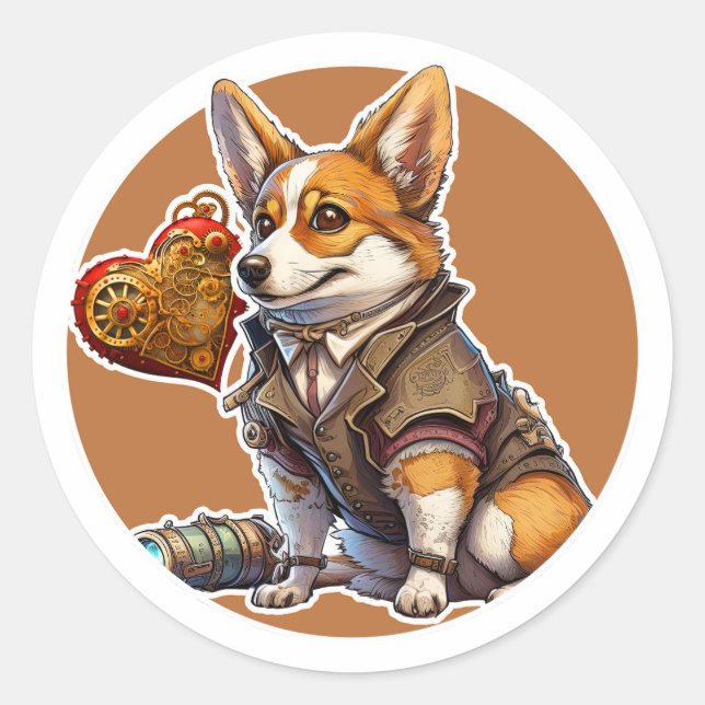 Corgi Dog Classic Round Sticker (Front)