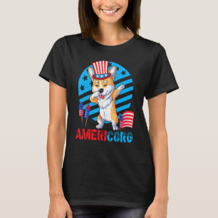 Corgi Dog Dabbing Independence 4th Of July Americo T-Shirt