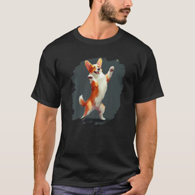 Corgi Dog Dancing Retro Dance Dancer  1 T-Shirt (Front)