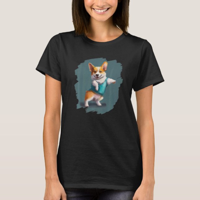 Corgi Dog Dancing Retro Dance Dancer T-Shirt (Front)