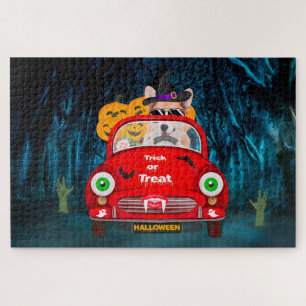 Corgi Dog Driving Car Scary Halloween Jigsaw Puzzle