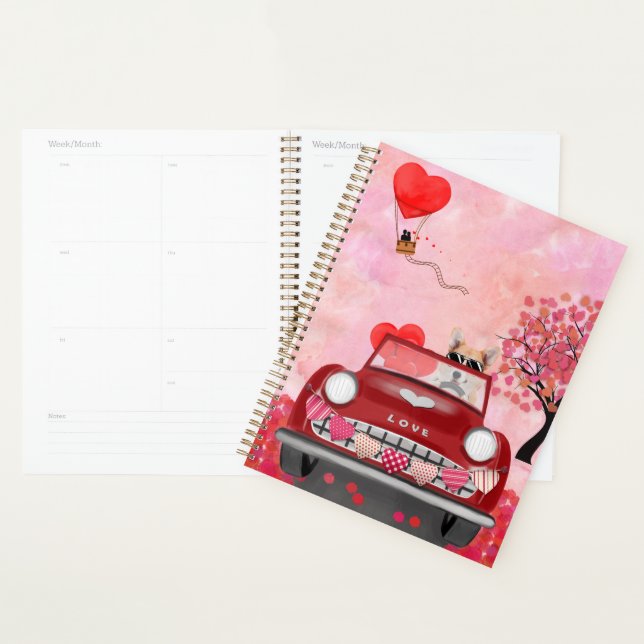 Corgi Dog Driving Car with Hearts Valentine's   Planner (Display)