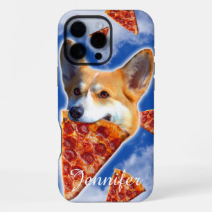 Corgi Dog Eating Pizza iPhone 16 Pro Max Case