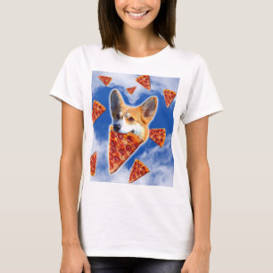 Corgi Dog Eating Pizza T-Shirt
