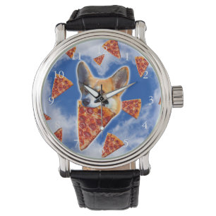 Corgi Dog Eating Pizza Watch