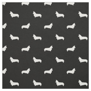 Corgi Dog fabric  black and white corgi silhouette