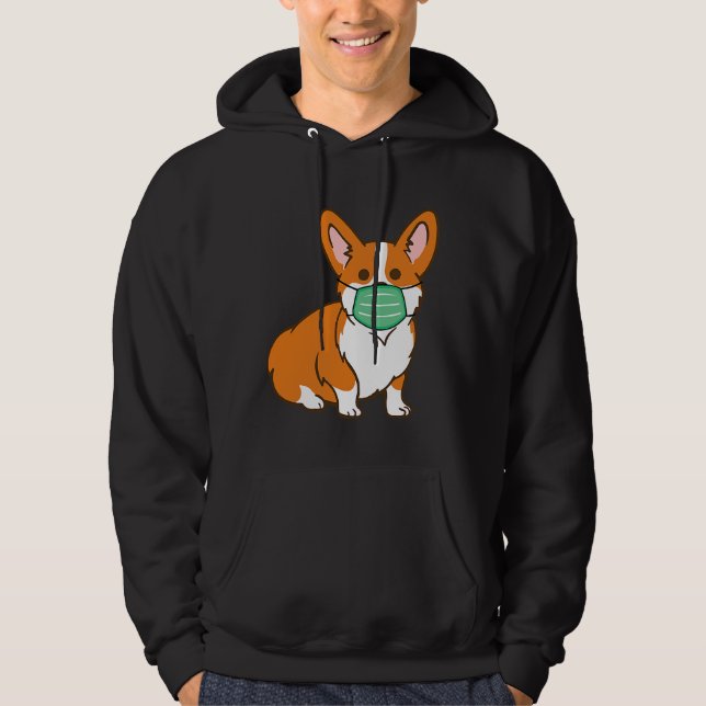 Corgi Dog Face Mask Social Distancing Antivirus Hoodie (Front)