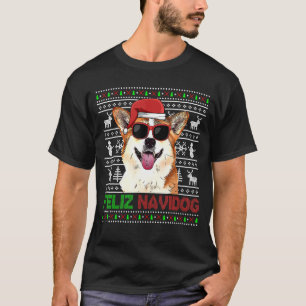 Corgi Dog Feliz Navidog Christmas T-Shirt