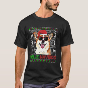 Corgi Dog Feliz Navidog Funny Christmas T-Shirt