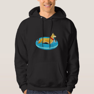 Corgi Dog Floating River Puppy Tubing Hoodie