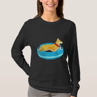 Corgi Dog Floating River Puppy Tubing T-Shirt