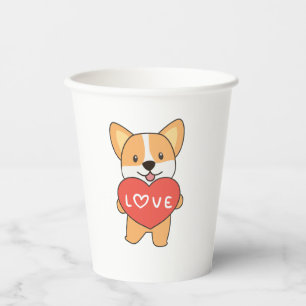 Corgi Dog For Valentine's Day Cute Animals With Paper Cups