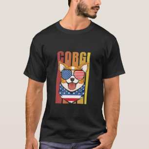 Corgi Dog Fourth Of July American Flag T-Shirt