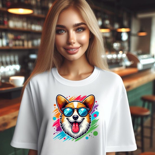 Corgi Dog Fun face Tri-Blend Shirt (Corgi Dog Funny Face)