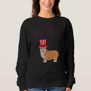 Corgi Dog Graphic Red White Blue Fireworks Decor 4 Sweatshirt