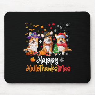 Corgi Dog Halloween Christmas Happy Hallothanksmas Mouse Pad