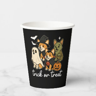 Corgi Dog Halloween Costume Spooky Paper Cups