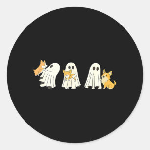 Corgi Dog Halloween Ghost Classic Round Sticker