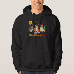 Corgi Dog Halloween Merry Christmas Happy Hallotha Hoodie