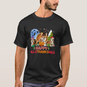 Corgi Dog Halloween Merry Christmas Happy Hallotha T-Shirt