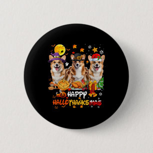Corgi Dog Happy Halloween Thanksgiving Merry Chris 6 Cm Round Badge