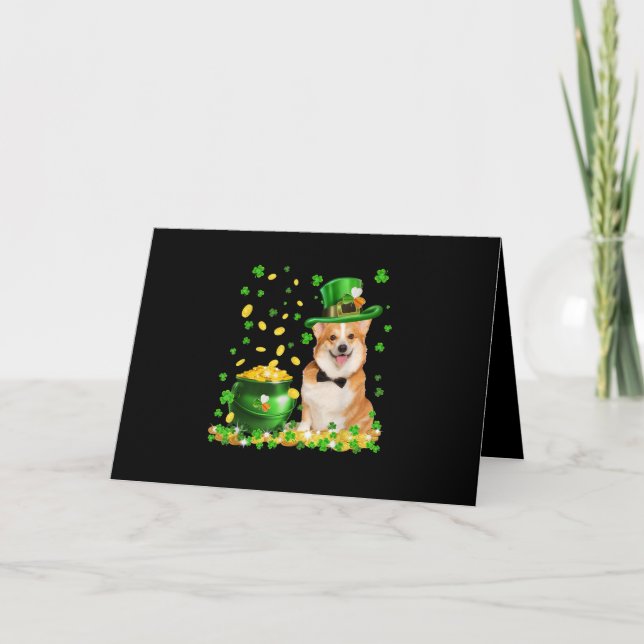 Corgi Dog Happy St. Patricks Day Card (Front)