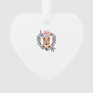 Corgi Dog Heart Heartbeat Ekg Bow Tie Paws Ornament