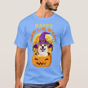 Corgi Dog HowlOWeen Witch Funny Halloween T-Shirt