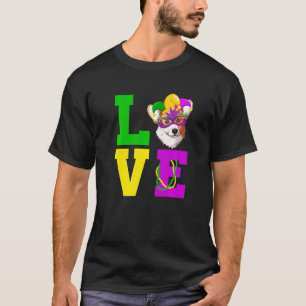 Corgi Dog I Love Mardi Gras Costume Dog T-Shirt