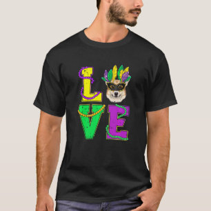 Corgi Dog I Love Puppy Mardi Gras Men Women Kids T-Shirt