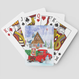 Corgi Dog In Christmas Delivery Truck Snow Playing Cards
