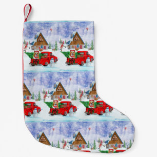 Corgi Dog In Christmas Delivery Truck Snow Small Christmas Stocking