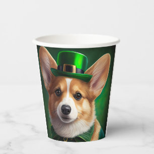 Corgi Dog in St. Patrick's Day Dress Paper Cups