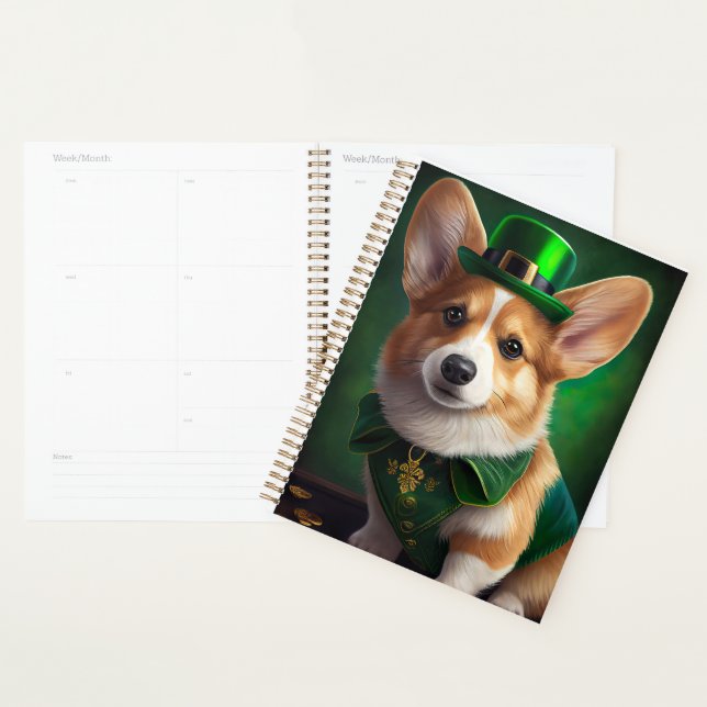 Corgi Dog in St. Patrick's Day Dress Planner (Display)