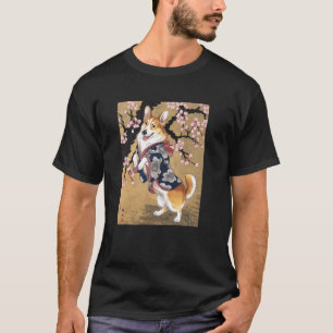 Corgi Dog Japanese Art Kyosai Vintage Japan Artwor T-Shirt