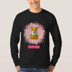Corgi Dog Japanese Cherry Blossom Flower T-Shirt