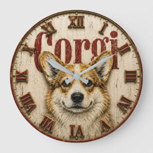 Corgi Dog Large Clock