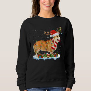 Corgi Dog Lighting Santa Reindeer Hat Corgi Christ Sweatshirt