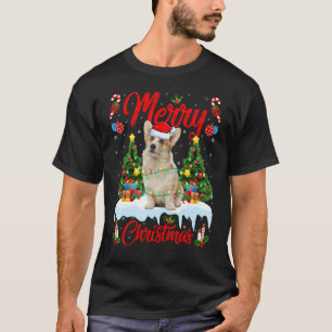 Corgi Dog Lights Xmas Tree Santa Corgi Christmas T-Shirt