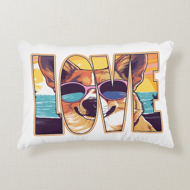 Corgi Dog Love Decorative Cushion (Front)