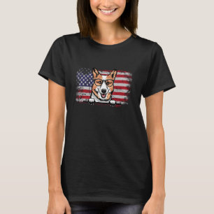 Corgi Dog Lover American Flag 4th of July T-Shirt