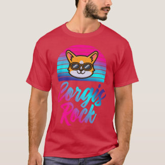 Corgi Dog Lover Corgis Rock Corgi Dog In Sunglass T-Shirt